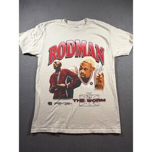 Rodman Apparel Dennis Rodman The Worm Graphic Tee Cream Mens Medium NBA 91